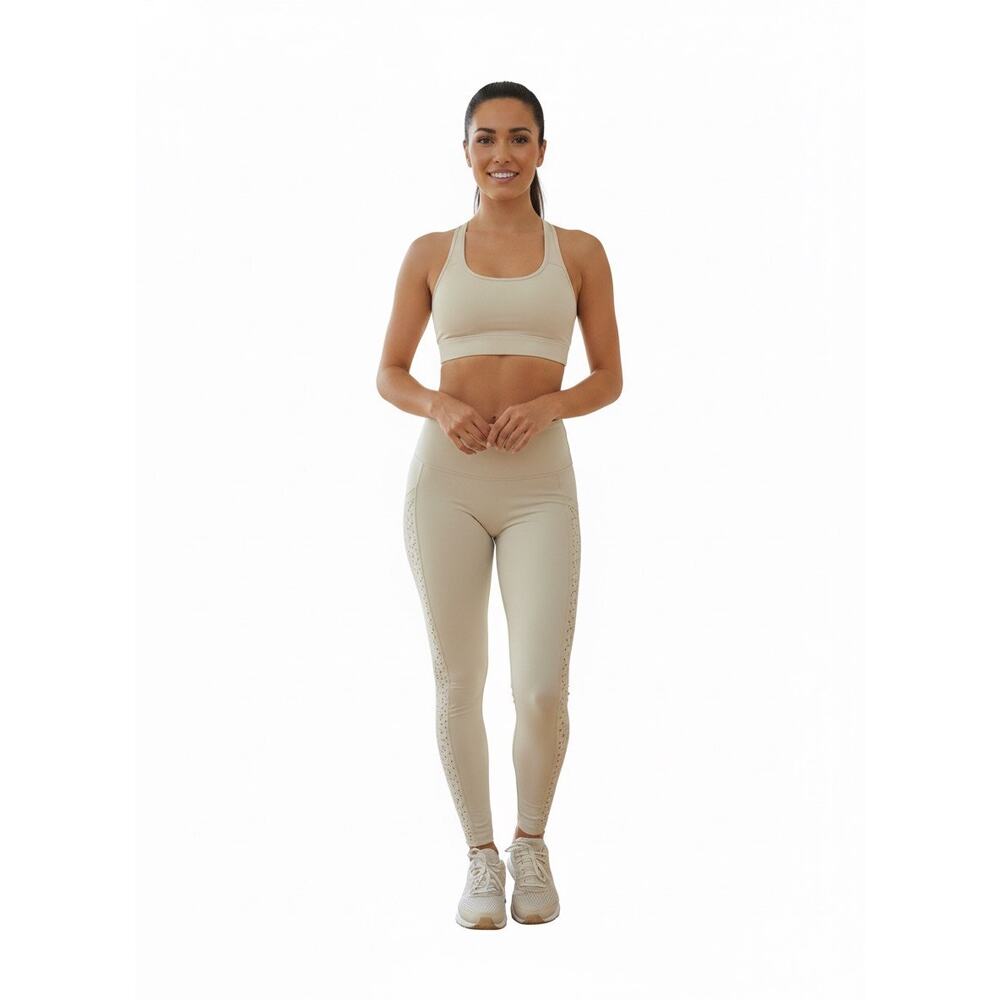 Aerie Chill Play Move High-Rise Cut-Out Leggings Biege Size Small